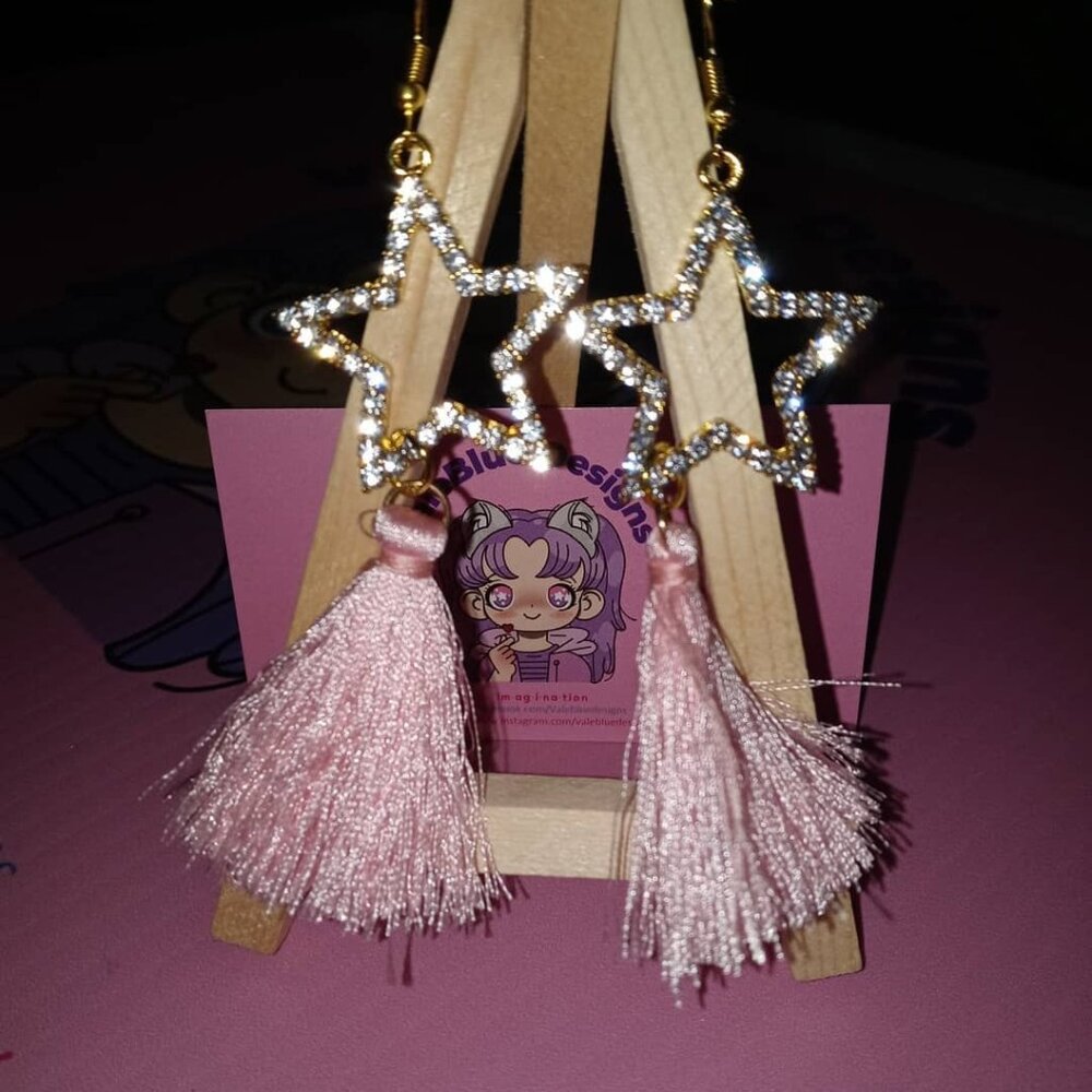 kawaii pink stars earrings